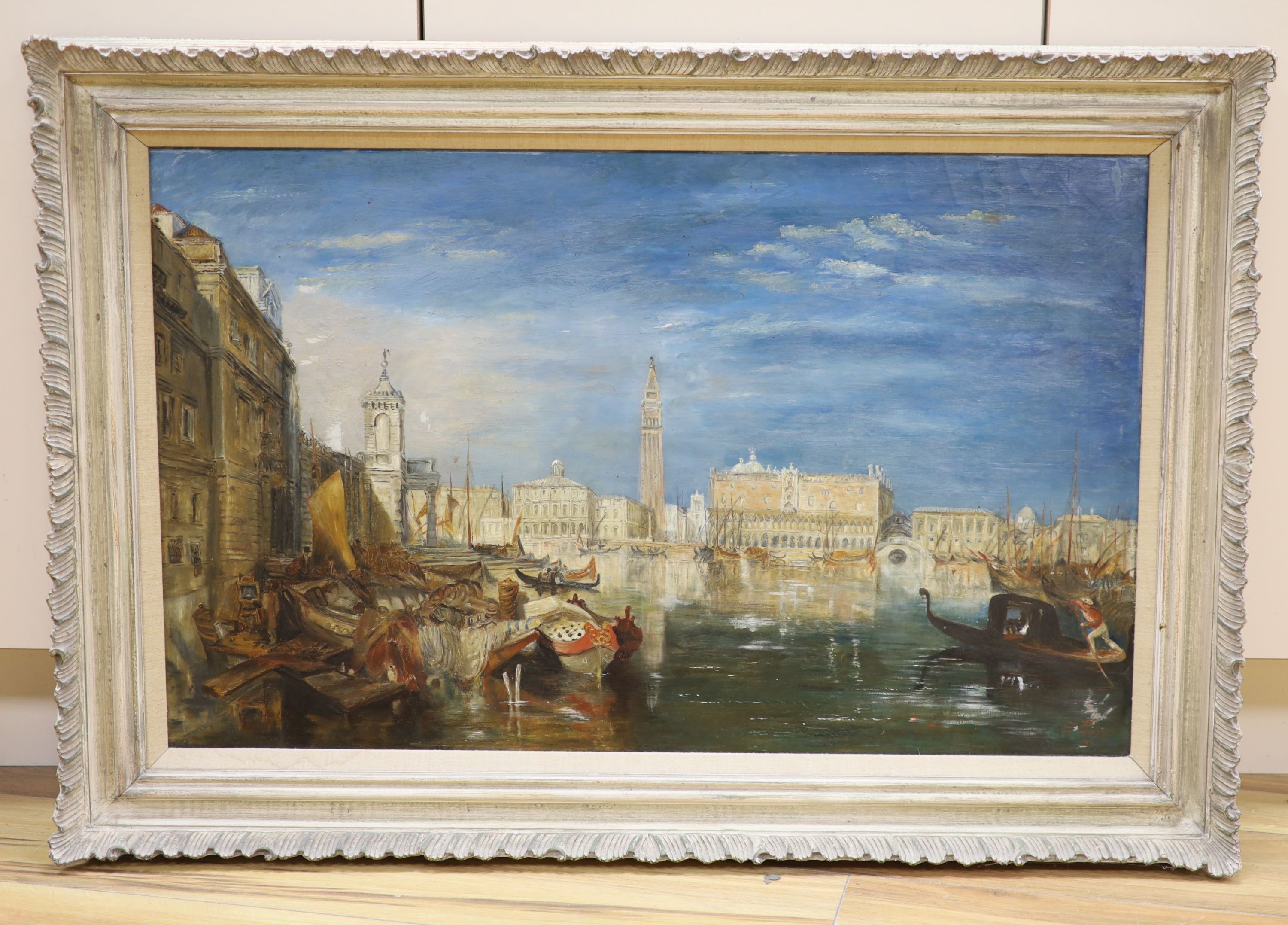 After Turner, oil on canvas, Bridge of Sighs, ducal palace and customhouse, Venice, 50 x 80cm